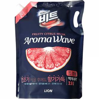 제이큐 세제 빨래세제 LION 때가쏙비트 아로마웨이브 일반드럼겸용 리필 2L 2L-