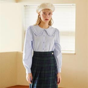 [일루스트리스일루전] SKY STRIPED FRILL COLLAR BLOUSE