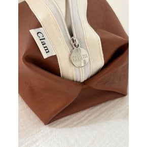 round pouch _ Leather brown
