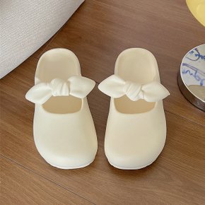 둥근코 리본 장식 포인트 2컬러 여성 슬리퍼 LK-CR11