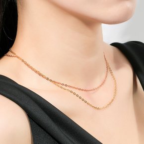 14K 모줄 체인 목걸이 줄 핑크 골드 2mm