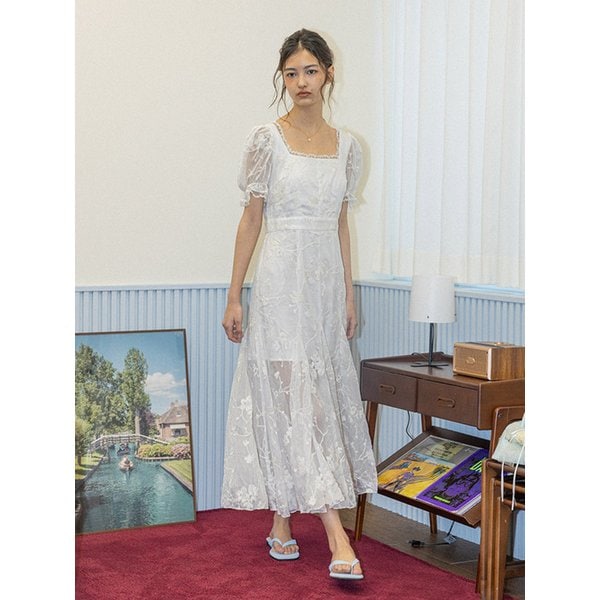 DD_Square neck lace dress_WHITE