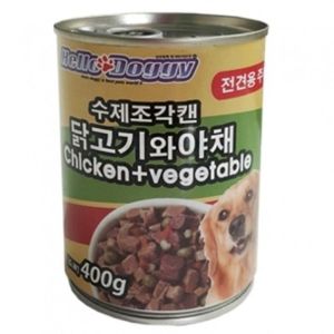 오너클랜 수제조각캔 닭고기와 야채 400g 주식캔 강아지 간식
