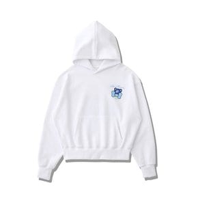 Ribbon BadBear Crop Hoodie White