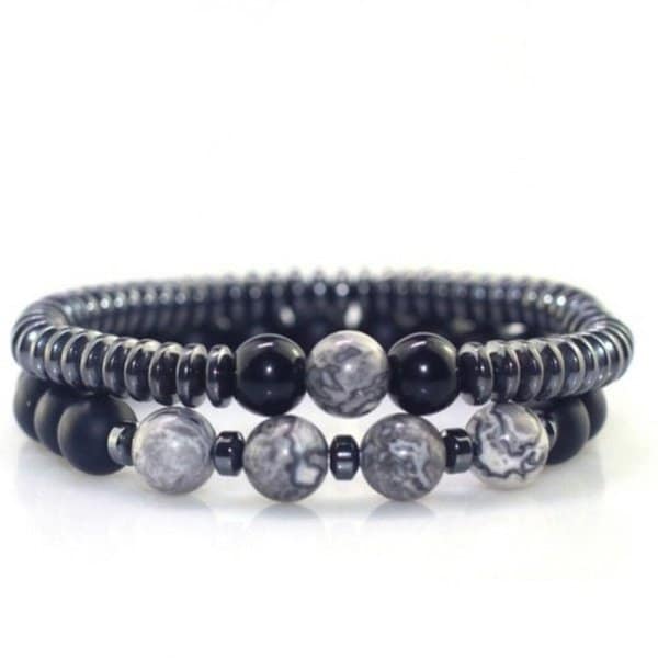 합격뱅글 흑석팔찌 선물용 회색 흑색 알팔찌 (WFJ0Y75)