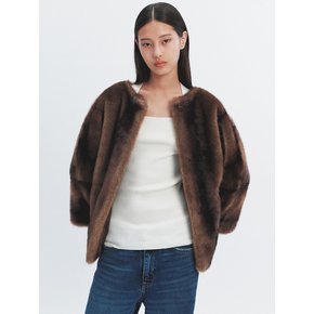 COLETTE FAUX FUR JACKET DARK BROWN