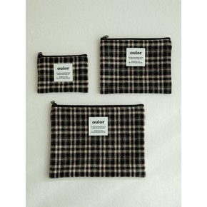 flat pouch_wool check holiday black