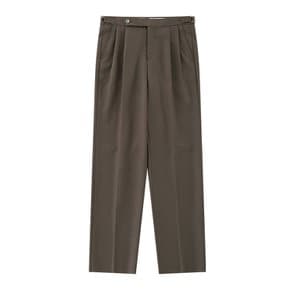 Wool Gabardine 2Pleats relaxed Pants (Brown)