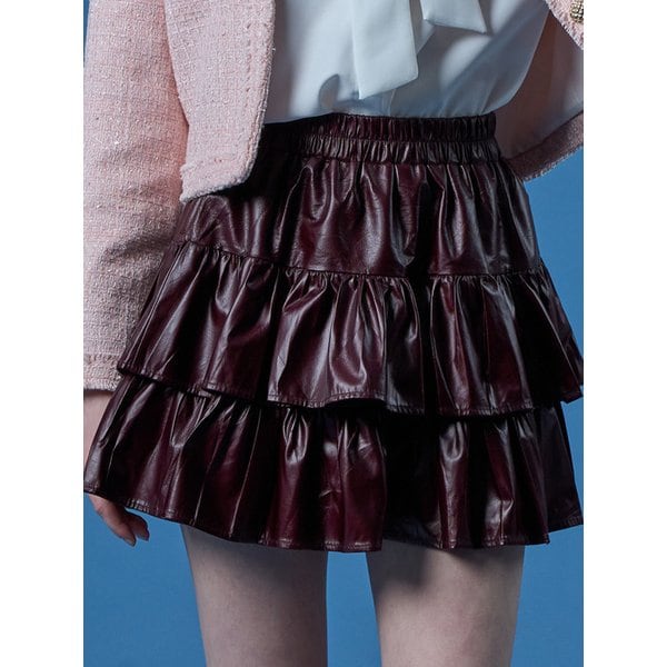 라이트 에어리 레더 캉캉 미니스커트 [RED] KCL.