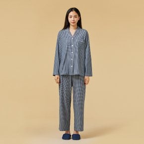 *정상가 49,900원*여 보드라운 피치스킨 하운드투스 파자마 세트_DARK NAVY