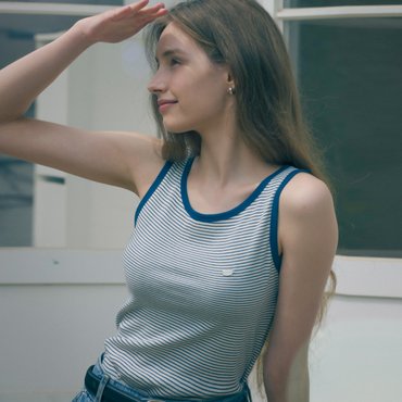 노운베러 Stripe soft coloring Sleeveless_Navy