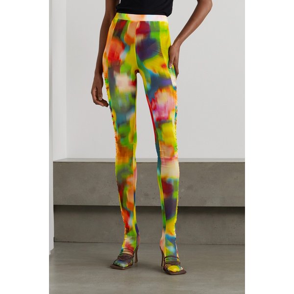 Ruched Printed Stretch-mesh Tights 옐로 34344356236761644
