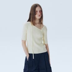 Asymmetric V-Neck Sweater_LIGHT YELLOW