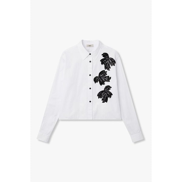 여성 스팽글 패치 세미 크롭 셔츠 4625350515000