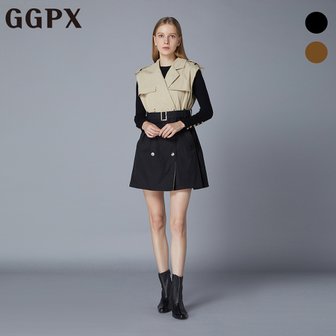 GGPX 투톤 컬러 트렌치 베스트 미니 원피스 (GO8OP167F)