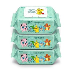  쌍용씨앤비 코디 아트앤 포켓몬 물티슈 캡형 100매 3팩