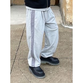 SIDE LINE WIDE BALLOON SWEAT PANTS (GREY)