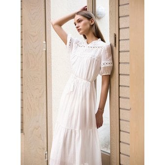 쥬아르 넥프릴 펀칭 레이스 티어드 원피스_3color