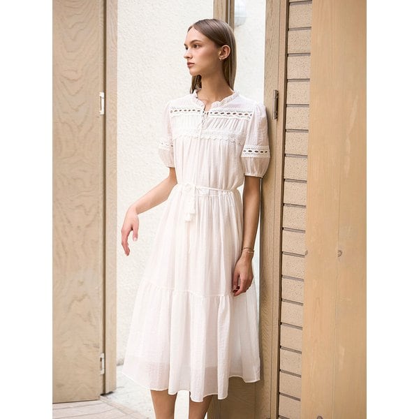 넥프릴 펀칭 레이스 티어드 원피스_3color