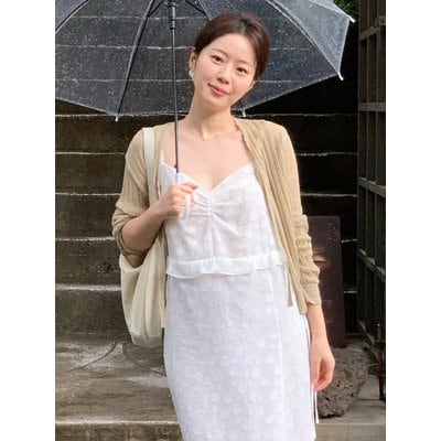 비뮤즈맨션 Lace ribbon cardigan - Olive