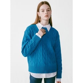 Round Cable Knit [Blue]