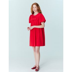 Ribbon cotton mini dress_red