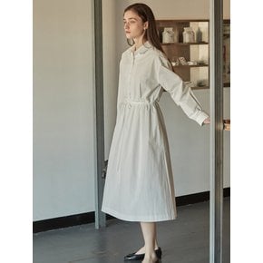 String front tuck shirt dress - Off white