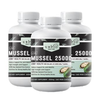  유비바이오 초록입홍합 UBBIO MUSSEL 25000 360캡슐 3개