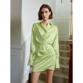 YY silken green waist gather dress