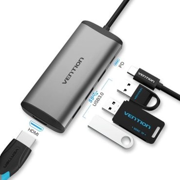 핫트랙스 벤션 5in1 C타입 멀티포트 USB 고속 허브 HDMI 컨버터