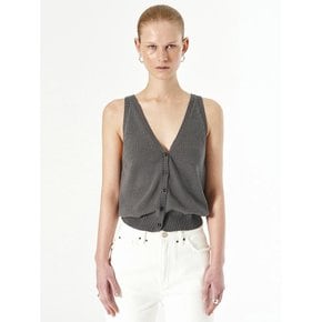 V BASIC BUTTON KNIT VEST_GREY