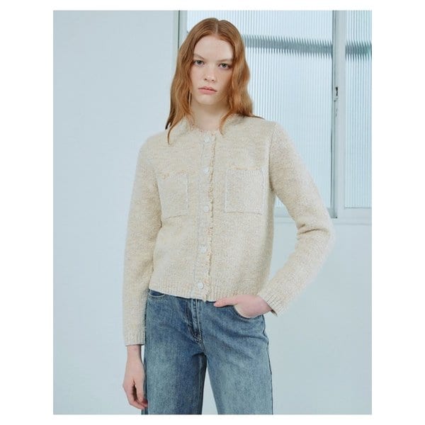 프린지 트위드 니트 가디건-L1H12KCD030