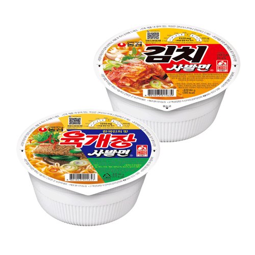 농심 육개장사발면 김치사발면 86g 24개