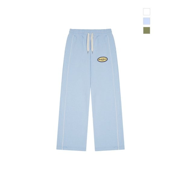 [남녀공용] 로고 와펜 와이드 쭈리 팬츠 (스카이블루)