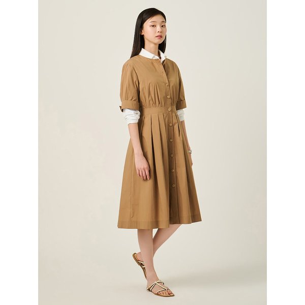 라운드넥 풀오픈 소매볼륨 원피스  베이지 (BF5771C01A)