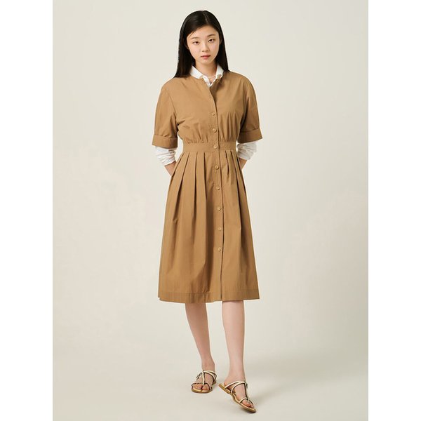 라운드넥 풀오픈 소매볼륨 원피스  베이지 (BF5771C01A)