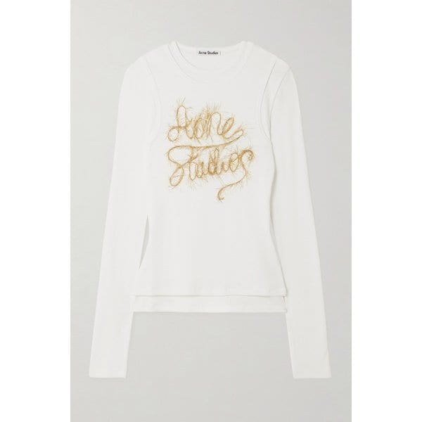 틴슬 트림 레이어드 코튼 블렌드 저지 티셔츠 46376663162975938