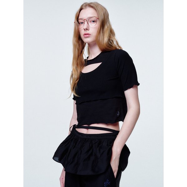 Ruffle wrap belt Black