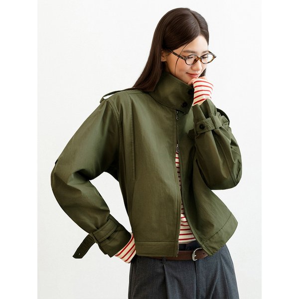 2WAY 하이넥 트렌치 블루종 자켓_카키