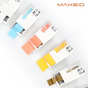 MAKEiD라벨테이프 16mm 라벨지 노랑/검정글씨 RMY-16Y
