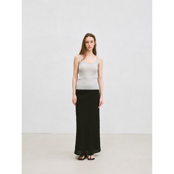 plaid bias maxi skirt (black)