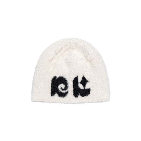 NK LOGO JACQUARD FUR BEANIE (WHITE)