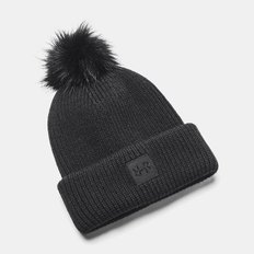 언더아머모자 RQD 1373098-001 Women UA Halftime Ribbed Pom Beanie