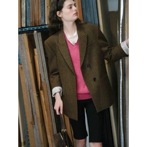 U Leah Wool Double Jacket_Mix Brown