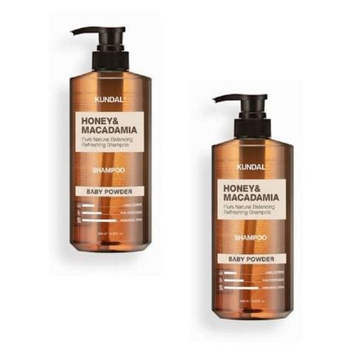 쿤달 허니 앤 마카다미아 네이처 샴푸 500ml 베이비파우더 x 2개 깨끗한 향기로운 헤어케어 샤워 목욕(1)