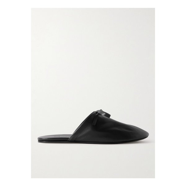 마리 아담 리나트 보우 장식 가죽 슬리퍼 블랙 1647597336167997