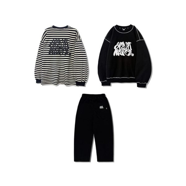 [3PACK] 맨투맨+긴팔+긴바지(네이비)