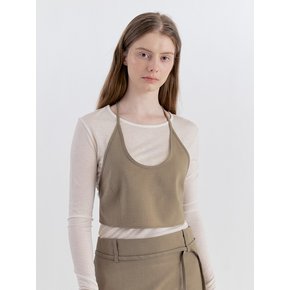 Basic Wool Halter-Neck Bustier - KhakiBeige