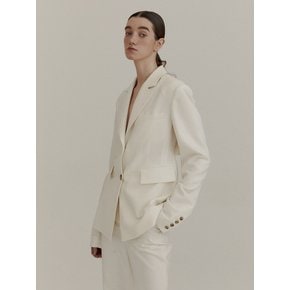 BACK SLIT WOOL JACKET (IVORY)