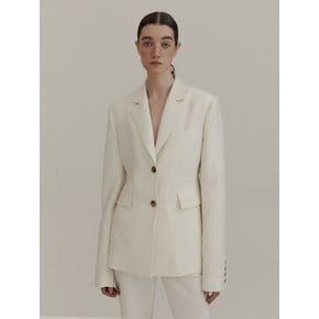 BACK SLIT WOOL JACKET (IVORY)